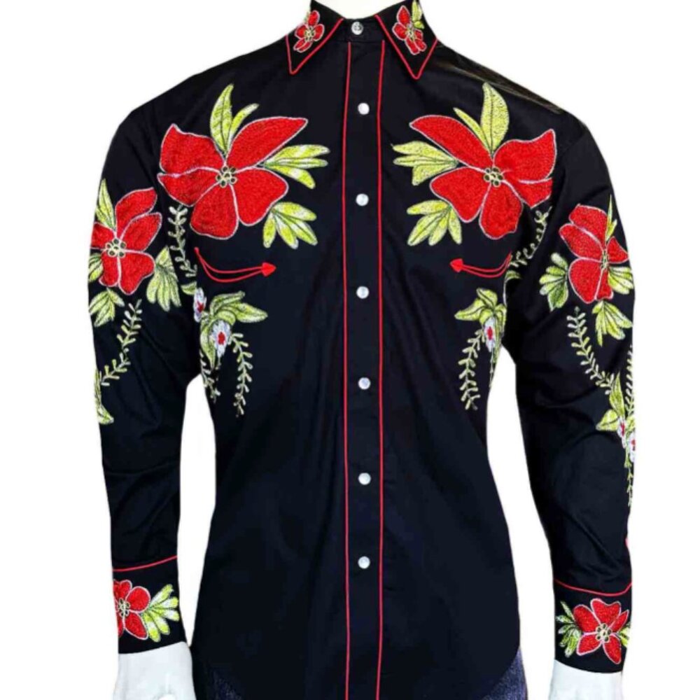 NWT Rockmount Ranch Wear Hawaiian Hibiscus Cotton Gabardine Western Shirt